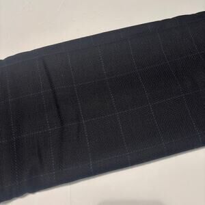 Navy Blue Windowpane Wool Fabric 2 Yds 60" Wide Suiting Tailor